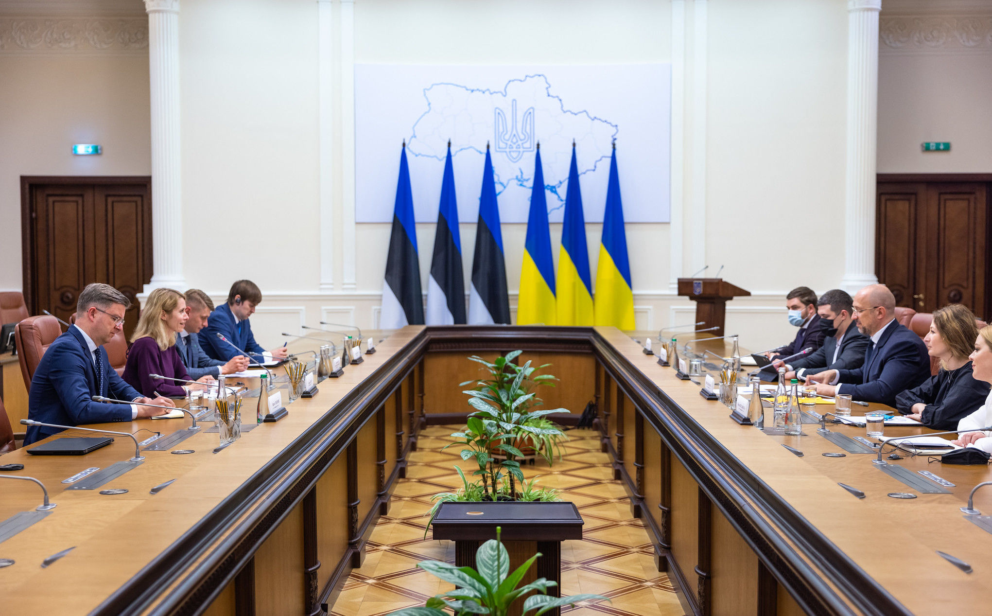  Премьер-министр Эстонии Кая Каллас и премьер-министр Украины Денисом Шмыгалем на встрече в Киеве, 17 мая 2021