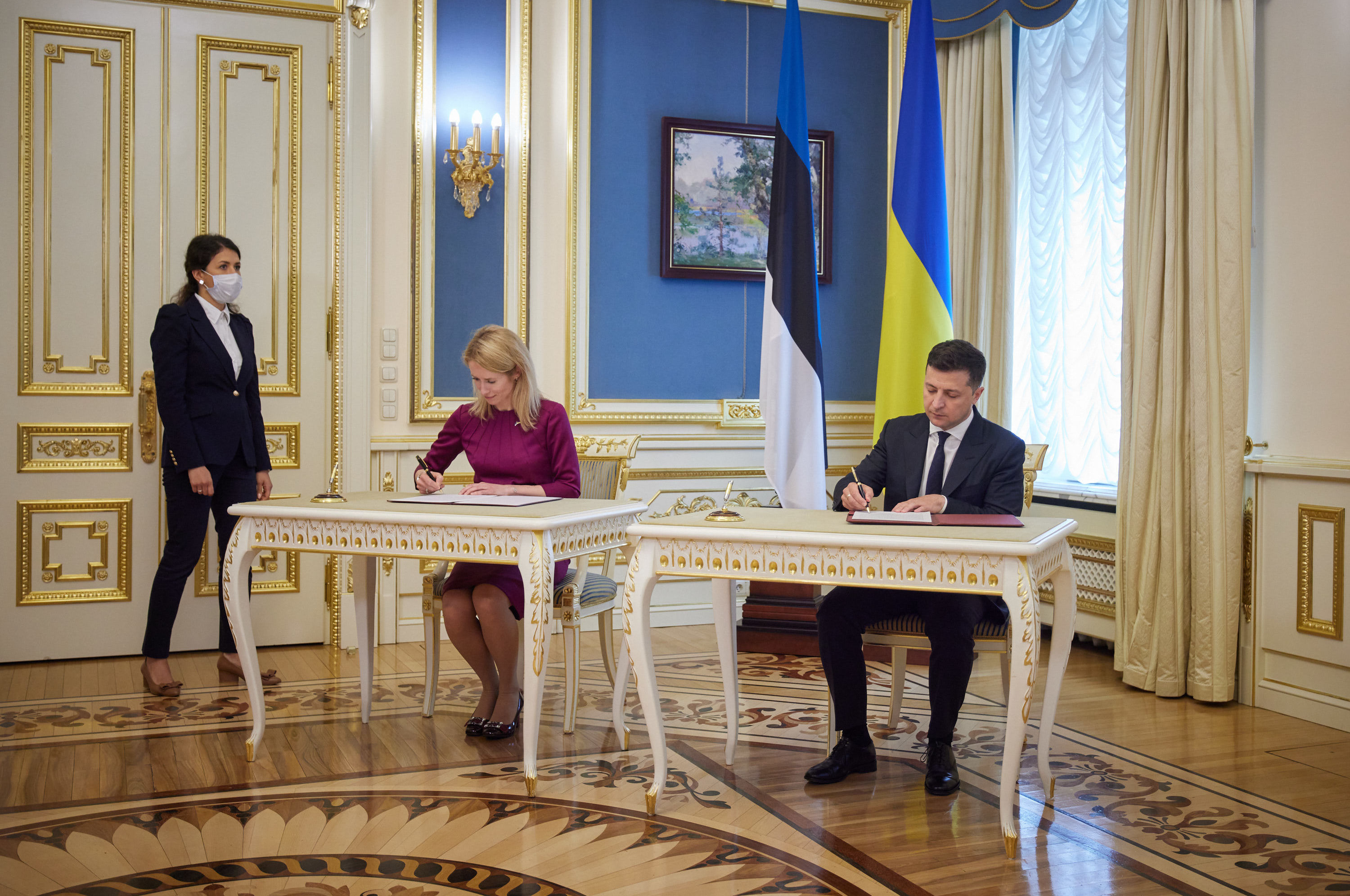 Президент Украины Владимир Зеленский на встрече с Премьер-министром Эстонии Каей Каллас в Киеве, 19 мая 2021