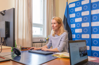 Премьер-министр Эстонии Кая Каллас во время заседания СБ ООН, посвящённого кибербезопасности, 29 июня 2021