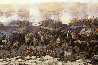 Один из фрагментов панорамы панорамы "Оборона Севастополя 1854-1855 гг.", художника Франца Рубо 