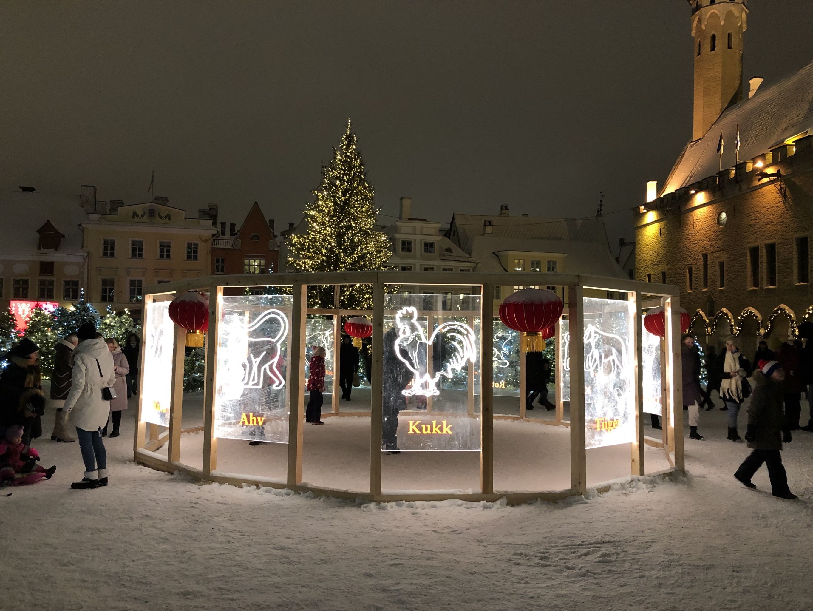 Зодиакальный круг на Радушной площади в Таллине, 1 февраля 2022 года