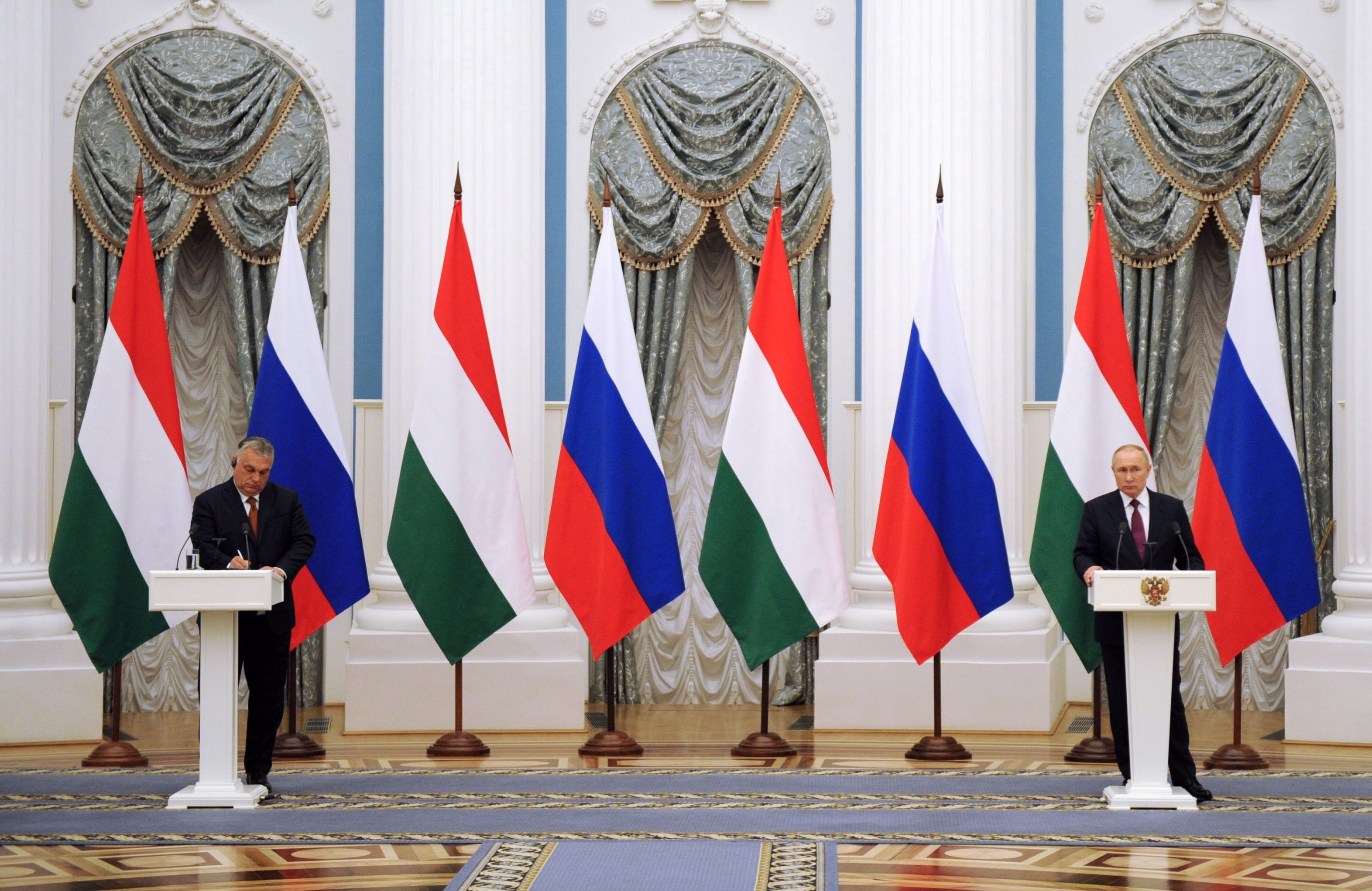 Переговоры президента РФ Владимира Путина с премьер-министром Венгрии Виктором Орбаном, Москва, 1 февраля 2022