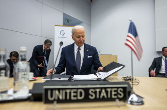 Президент США Джо Байден  на встрече лидеров G7 в штаб-квартире НАТО в Брюсселе, 24 марта 2022