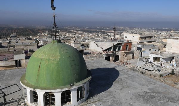 Большая мечеть в освобожденном от боевиков городе Джарджаназ в сирийской провинции Идлиб.