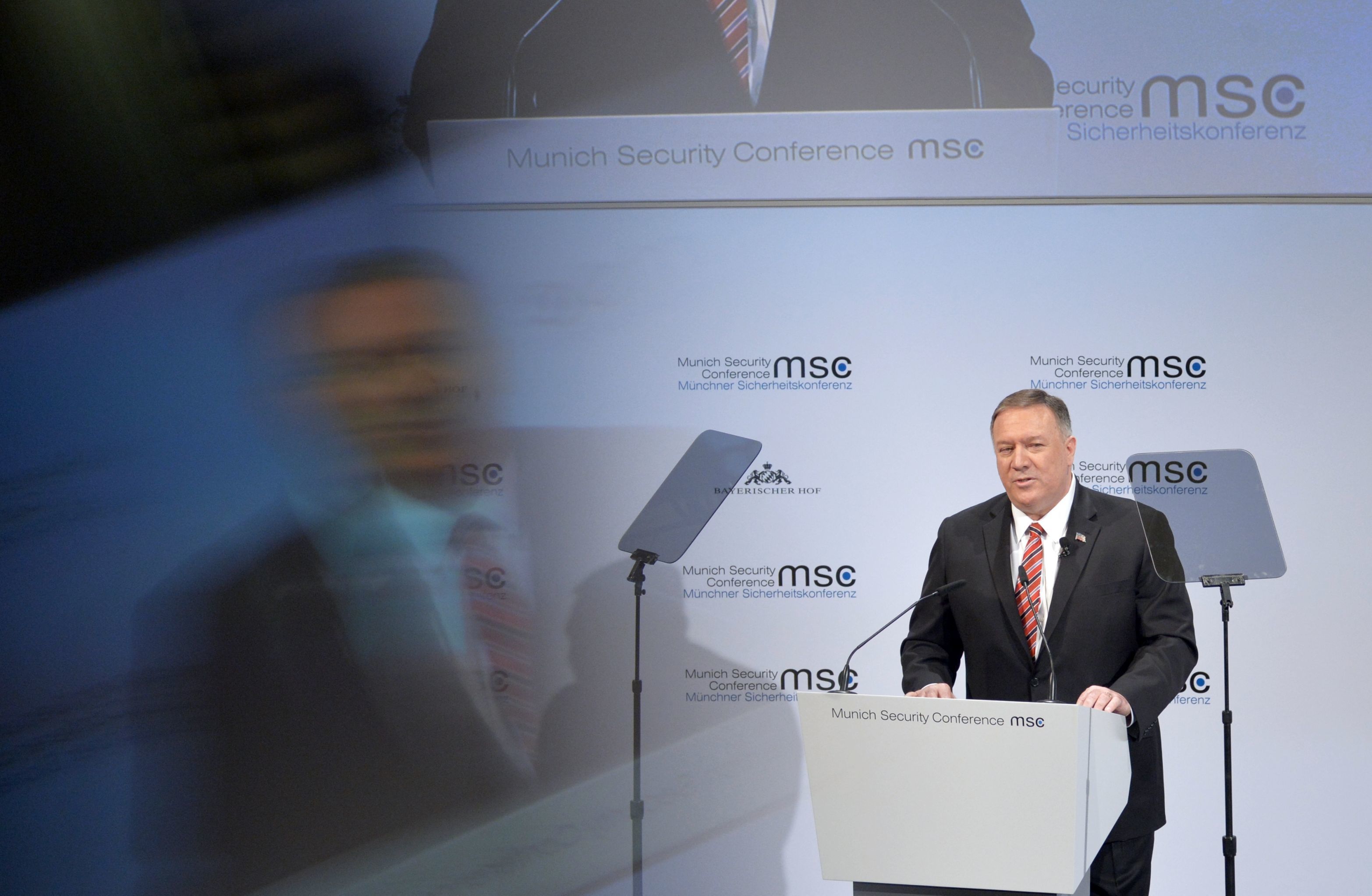 Госсекретарь США Майк Помпео выступает на Мюнхенской конференции по безопасности, 15 февраля 2020