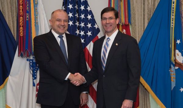 Встреча министра обороны Эстонии Юри Луйка с главой Пентагона Марком Эспером в Вашингтоне, 4 марта 2020