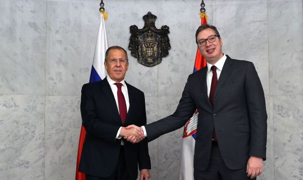 Глава МИД России Сергей Лавров с президентом Сербии Александром Вучичем