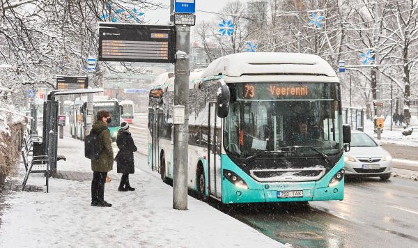 Зимний Таллин. Автобусная остановка