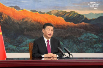 Председатель КНР Си Цзиньпин выступает по видеосвязи на сессии "Давосская повестка дня 2021" Всемирного экономического форума (ВЭФ),  25 января 2021 года