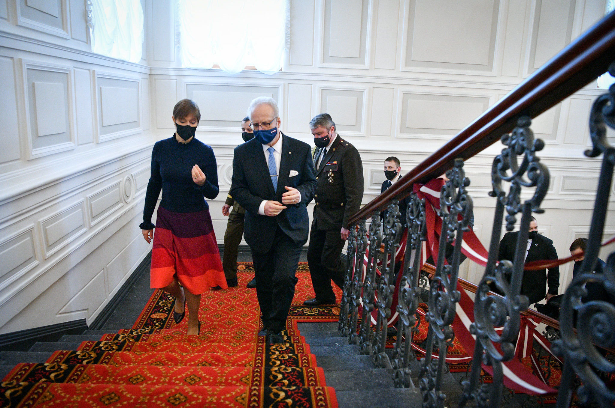 Президент Эстонии Керсти Кальюлайд и президент Латвии Эгилс Левитс на встрече, 2 марта 2021