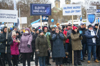 Акция протеста партии EKRE за снижение цен на электричество в Таллине, 22 января 2022 