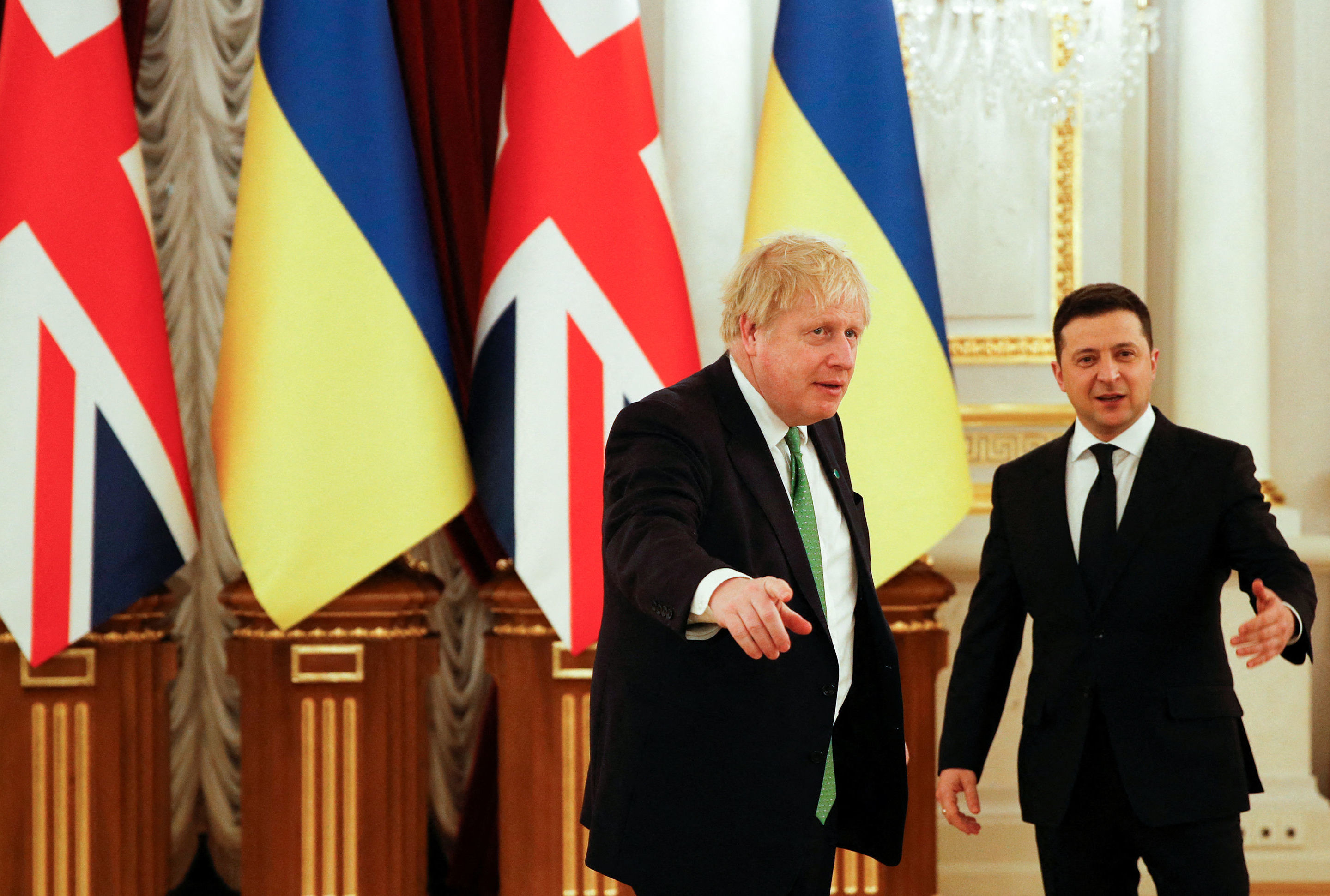 Премьер-министр Великобритании Борис Джонсон и президент Украины Владимир Зеленский, Киев, 1 февраля 2022