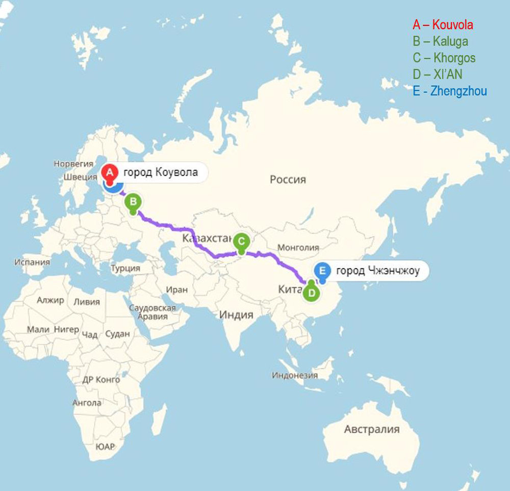 Новый железнодорожный маршрут "Чжэнчжоу-Коувола"