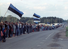 Акция "Балтийский путь"  близ города Рапла, Эстонская ССР, 23 августа 1989 г