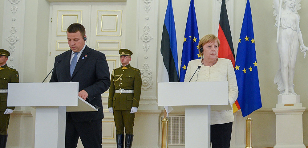 Встреча премьер-министра Эстонии Юря Ратаса с канцлером Германии Ангелой Меркель в Вильнюсе