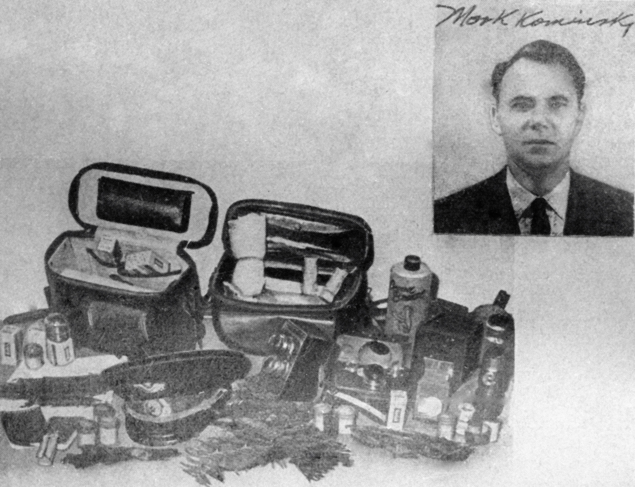 Снаряжение американского шпиона Анатолия Каминского, разоблаченного советскими спецслужбами, 1968 год