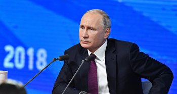 Президент РФ Владимир Путин во время ежегодной большой пресс-конференции