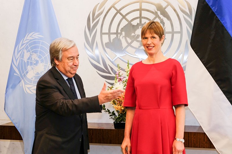Керсти Кальюлайд на встрече в Нью-Йорке с генсеком ООН Антониу Гутерришем, 2 ноября 2018