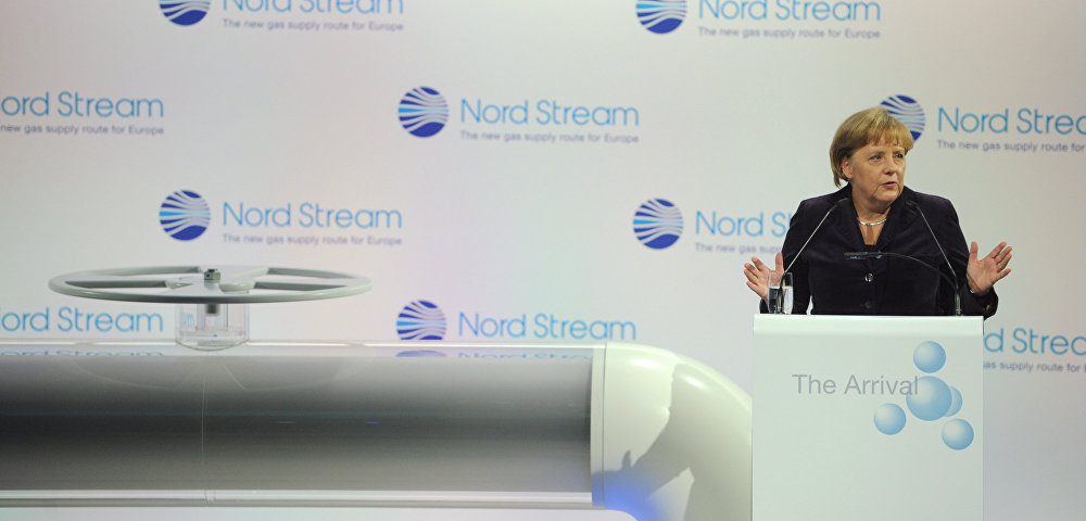 Ангела Меркель на церемонии пуска трубопровода "Северный поток"
