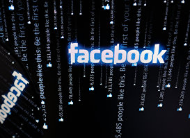 Логотип социальной сети "Фейсбук" на экране компьютера.