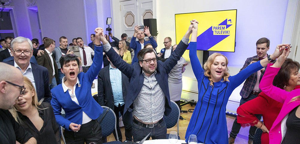 Штаб-квартира партии реформ на парламентских выборах в Таллине, 4 марта 2019 года
