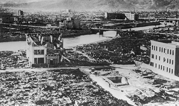 Хиросима после американской атомной бомбардировки. Вторая мировая война (1939-1945).