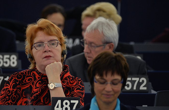 Депутат Европарламента от Эстонии Яна Тоом на пленарной сессии Европейского парламента в Страсбурге
