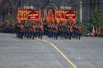 Военнослужащие во время генеральной репетиции парада в честь 75-летия Победы в Великой Отечественной войне в Москве.